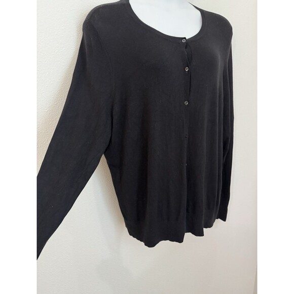 Sejour Nylon Cardigan Sweater Womens 2X Black Minimalist Lagenlook Button Up - Picture 2 of 6